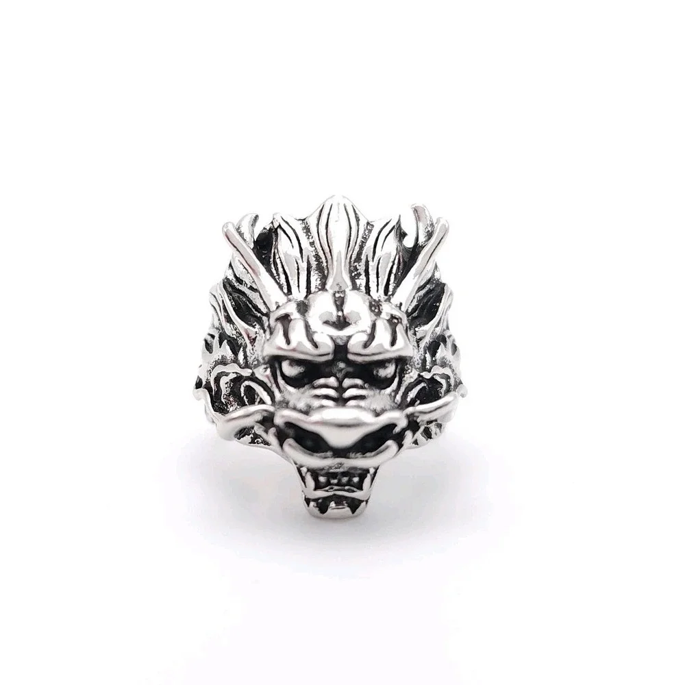 Gothic Dragon Head Ring Silver Plated Adjustable Fantasy Unisex Jewelry‎